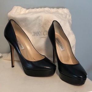 Jimmy Choo black leather pumps